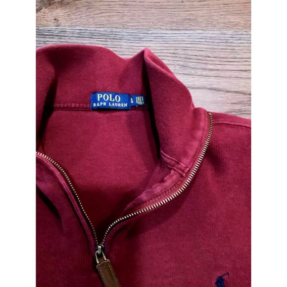 Polo Ralph Lauren Men's Maroon 1/4 Zip Pullover Sweater - Size L - Picture 4 of 5